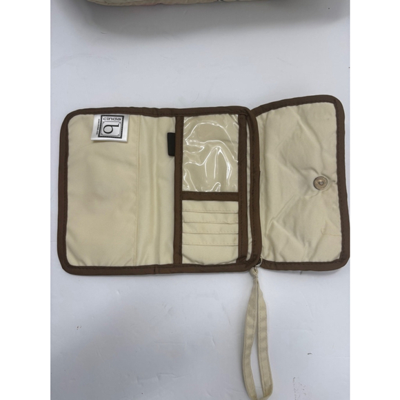 Women's Cinda b Beige quilted chevron Tote Bag and wristlet wallet One Size - Picture 15 of 15